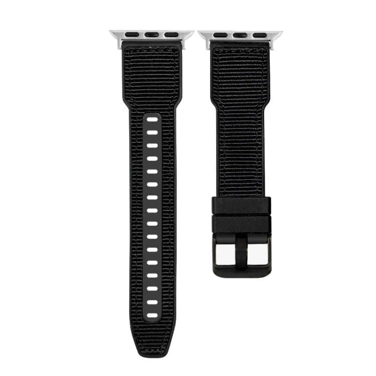 For Apple Watch Series 6 44mm Hybrid Braid Nylon Silicone Watch Band(Black)