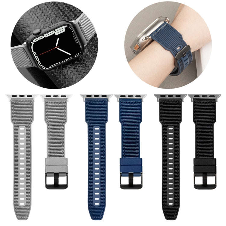 For Apple Watch Series 3 38mm Hybrid Braid Nylon Silicone Watch Band(Black)