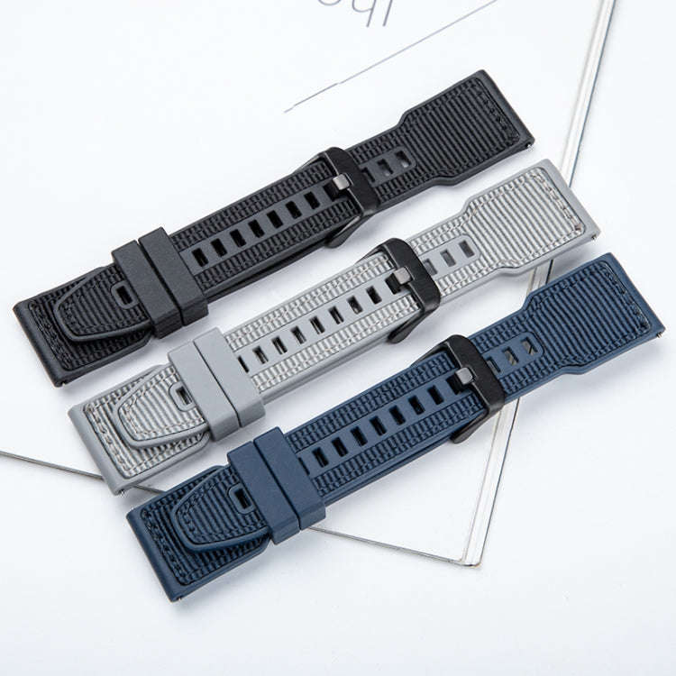 For Apple Watch Series 3 38mm Hybrid Braid Nylon Silicone Watch Band(Black)