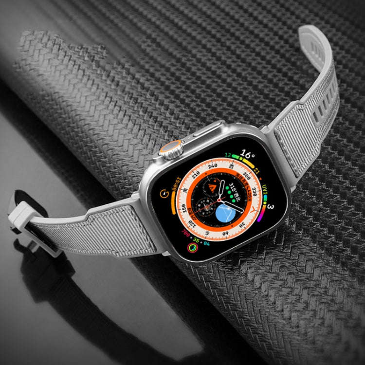 For Apple Watch Series 6 44mm Hybrid Braid Nylon Silicone Watch Band(Black)