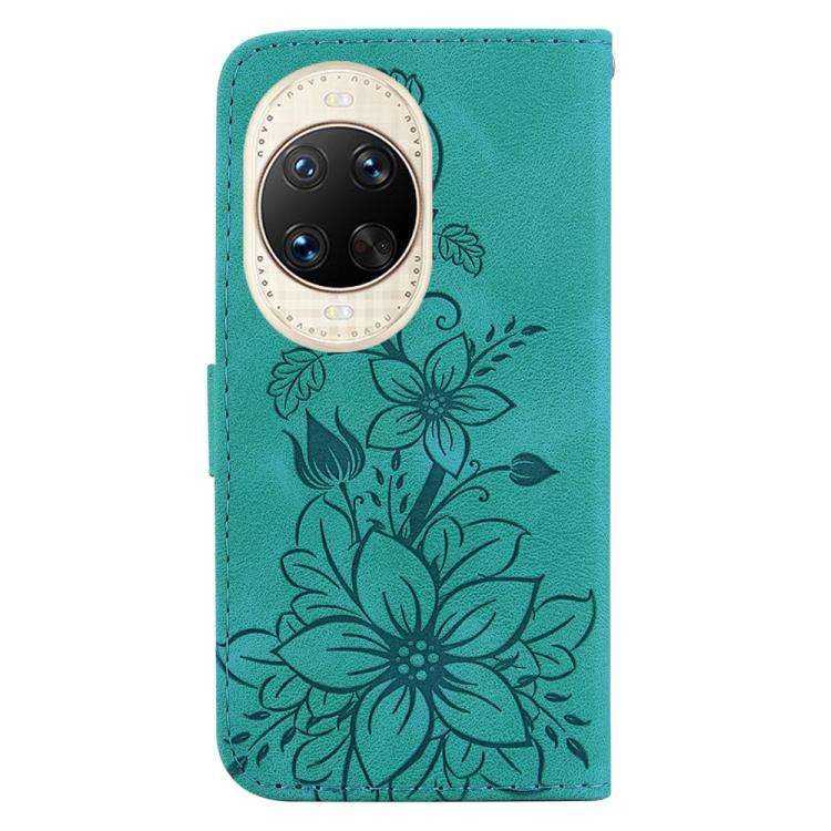 For Huawei nova 14 Ultra Lily Embossed Leather Phone Case(Green)