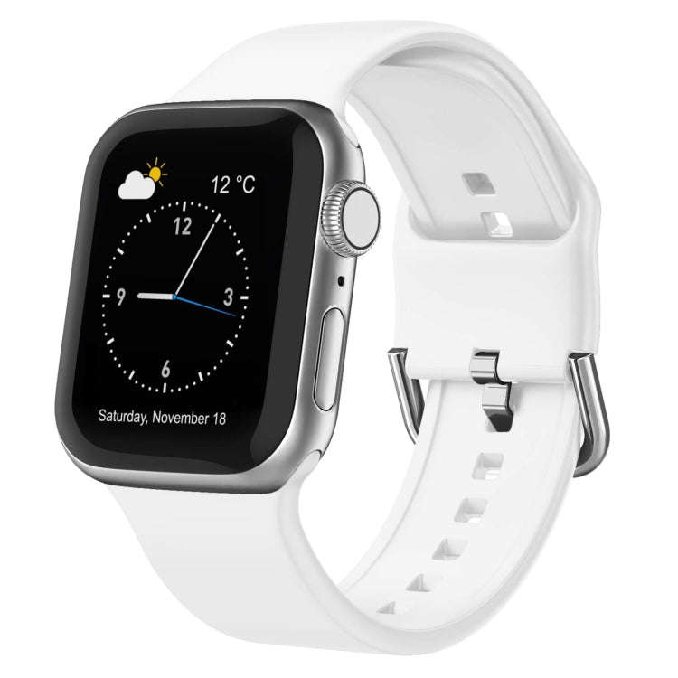 For Apple Watch Series 7 41mm Pin Buckle Silicone Watch Band(White)