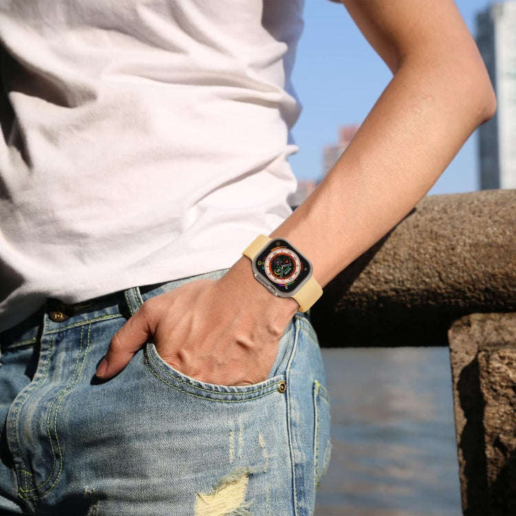 For Apple Watch Series 7 41mm Pin Buckle Silicone Watch Band(Light Orange)