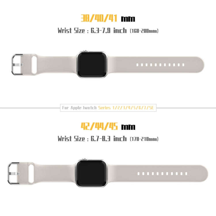 For Apple Watch Series 7 41mm Pin Buckle Silicone Watch Band(Starlight)