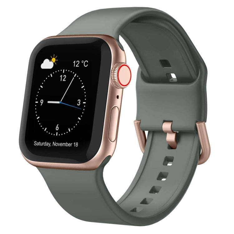 For Apple Watch Series 7 45mm Pin Buckle Silicone Watch Band(Olive)