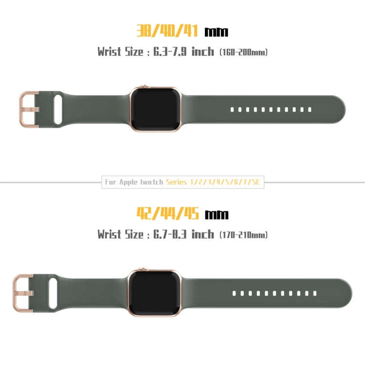 For Apple Watch Series 7 45mm Pin Buckle Silicone Watch Band(Olive)