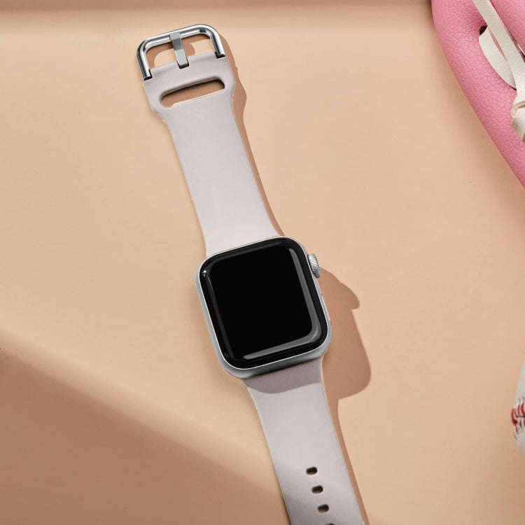 For Apple Watch Series 7 45mm Pin Buckle Silicone Watch Band(Starlight)