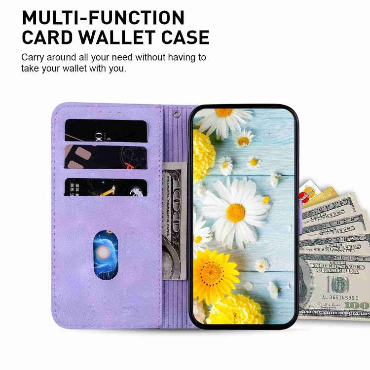 For Motorola Moto G04s / Moto E14 Lily Embossed Leather Phone Case(Purple)