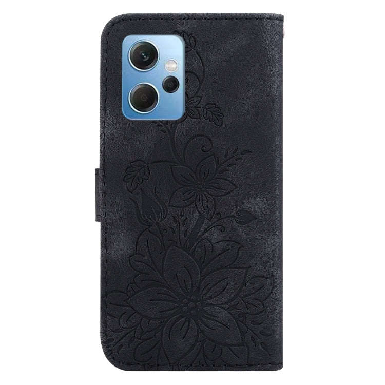 For Xiaomi Redmi Note 12 4G Global Lily Embossed Leather Phone Case(Black)