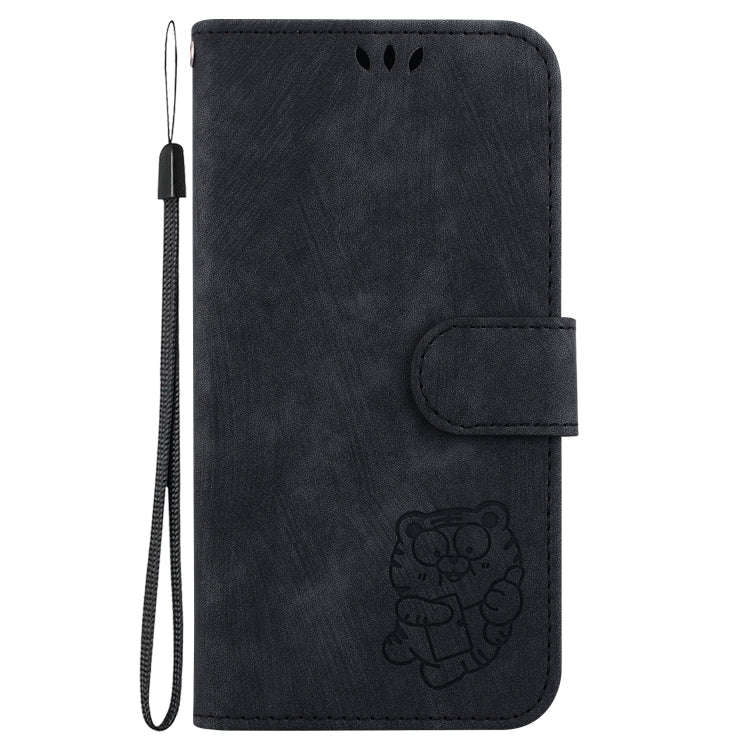 For Motorola Edge 50 Fusion Little Tiger Embossed Leather Phone Case(Black)