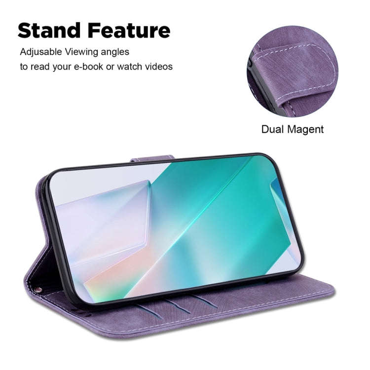 For Motorola Moto G85 Little Tiger Embossed Leather Phone Case(Purple)