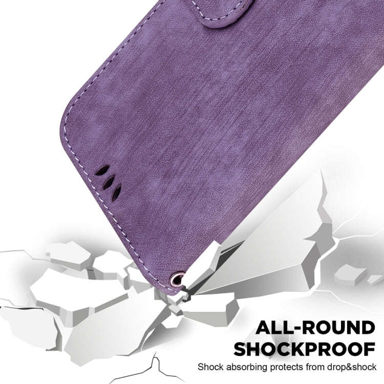 For Motorola Moto G85 Little Tiger Embossed Leather Phone Case(Purple)