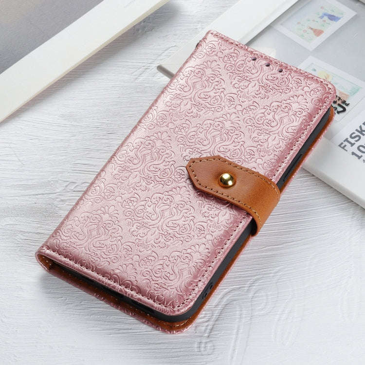 For Sony Xperia 5 VI European Floral Embossed Leather Phone Case(Pink)