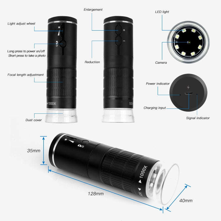 F210 1000X WiFi Digital Microscope with Helical Tube Bracket