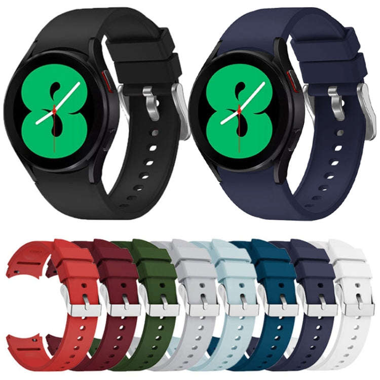 For Samsung Galaxy Watch 6 Solid Color Silicone Silver Buckle Watch Band(Dark Blue)