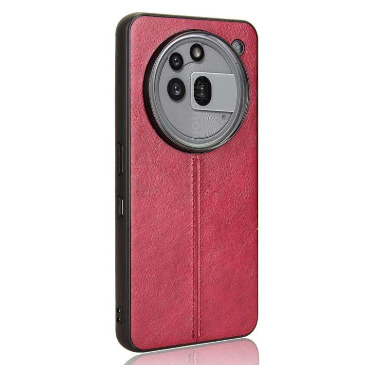 For Nothing Phone 3a Pro Cow Pattern Sewing Back Cover Phone Case(Red)