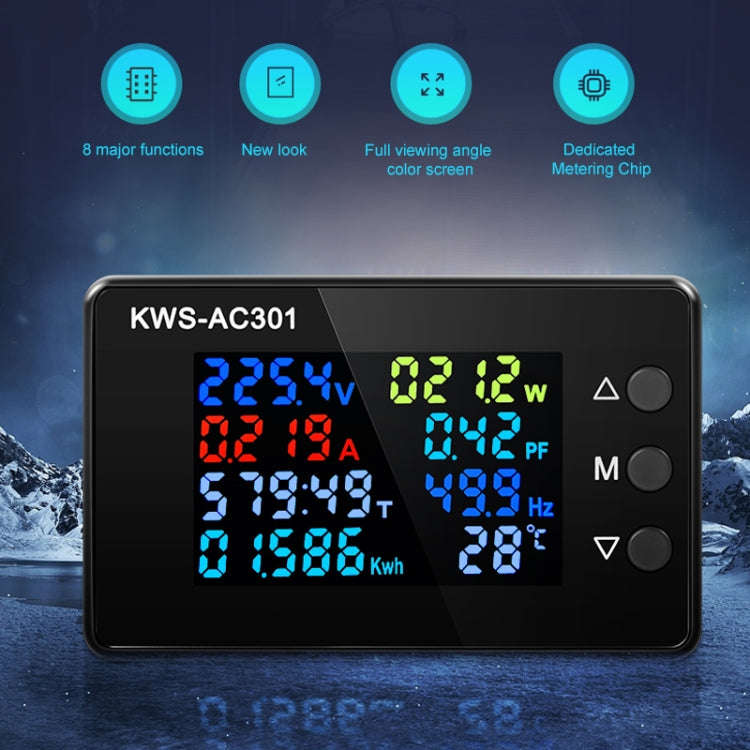 KWS-AC301-20A 50-300V AC Digital Current Voltmeter(Black)