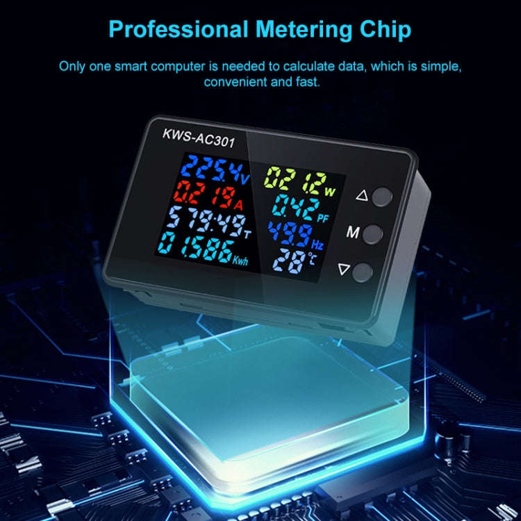 KWS-AC301-20A 50-300V AC Digital Current Voltmeter(Black)