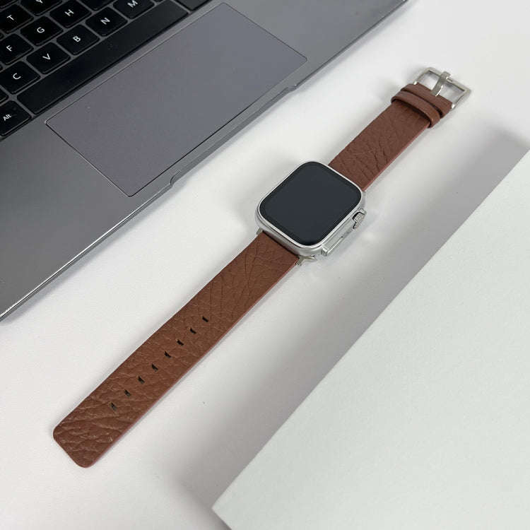 For Apple Watch 3 38mm Buffalo Leather Watch Band(Brown)