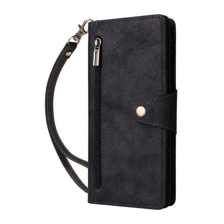 For Google Pixel 9 Pro Rivet Buckle 9 Cards Three Fold Leather Phone Case(Black)