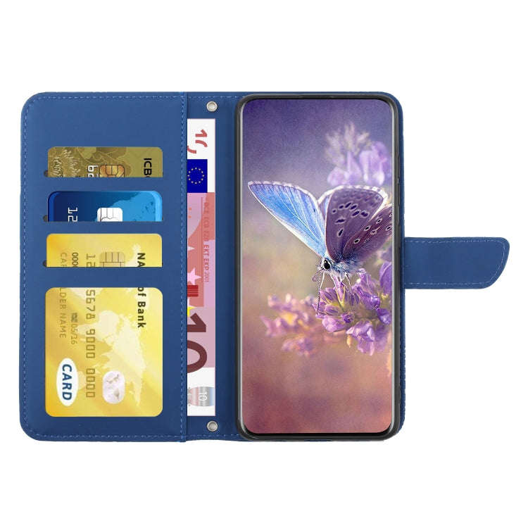 For Honor X6b HT03 Skin Feel Butterfly Embossed Flip Leather Phone Case(Blue)