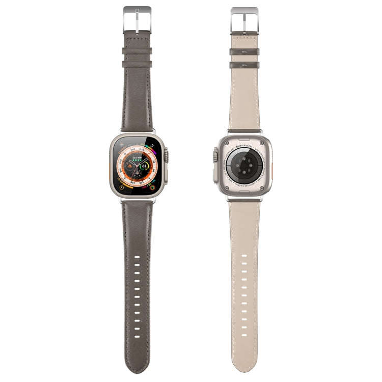 For Apple Watch 3 42mm DUX DUCIS YS Series Genuine Leather Watch Band(Grey)