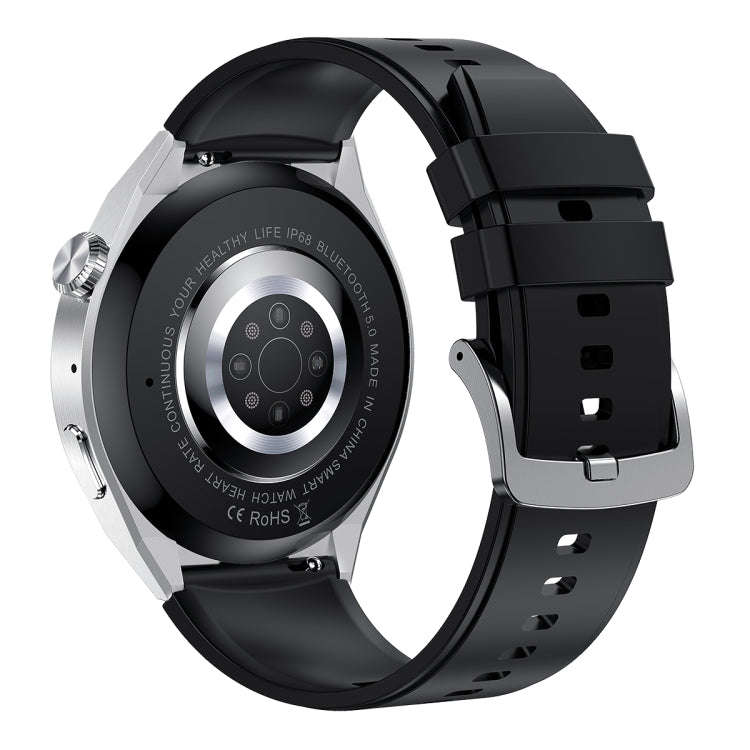 HDT MAX 1.60 inch Silver Dial Silicone Band IP68 Waterproof Smart Watch Support Bluetooth Call(Bl...