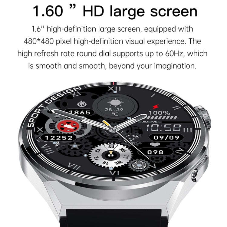 HDT MAX 1.60 inch Silver Dial Silicone Band IP68 Waterproof Smart Watch Support Bluetooth Call(Bl...