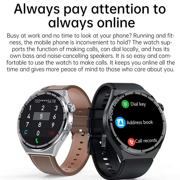 HDT MAX 1.60 inch Silver Dial Silicone Band IP68 Waterproof Smart Watch Support Bluetooth Call(Bl...