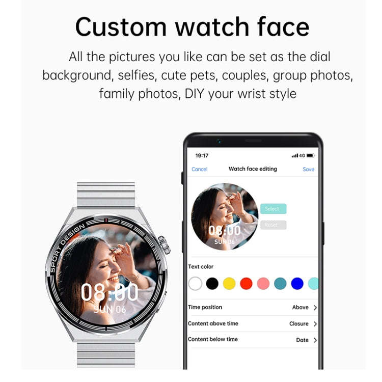 HDT MAX 1.60 inch Silver Dial Silicone Band IP68 Waterproof Smart Watch Support Bluetooth Call(Bl...