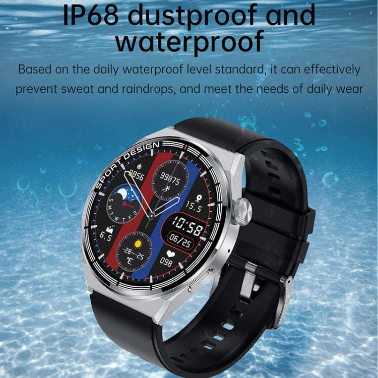 HDT MAX 1.60 inch Silver Dial Silicone Band IP68 Waterproof Smart Watch Support Bluetooth Call(Bl...