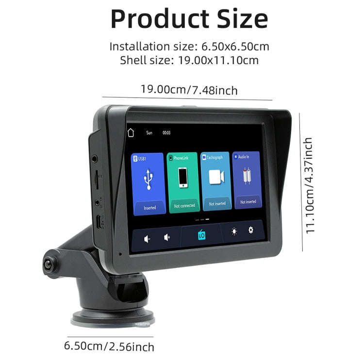 SunShade Style Car MP5 Player 7 inch Wireless CarPlay, Support Mobile Phone Interconnection