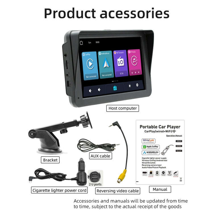 SunShade Style Car MP5 Player 7 inch Wireless CarPlay, Support Mobile Phone Interconnection