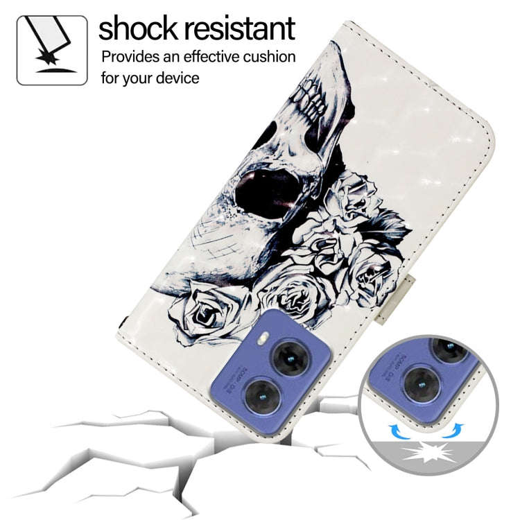 For Motorola Moto G85 3D Painting Horizontal Flip Leather Phone Case(Skull)