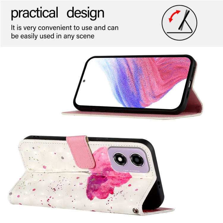 For Motorola Moto E14 3D Painting Horizontal Flip Leather Phone Case(Flower)
