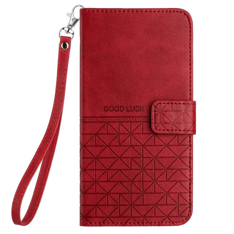 For Xiaomi Redmi Note 12S Rhombic Texture Leather Phone Case with Lanyard(Red)