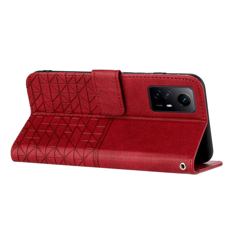 For Xiaomi Redmi Note 12S Rhombic Texture Leather Phone Case with Lanyard(Red)