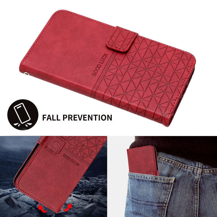 For Xiaomi Redmi Note 12S Rhombic Texture Leather Phone Case with Lanyard(Red)
