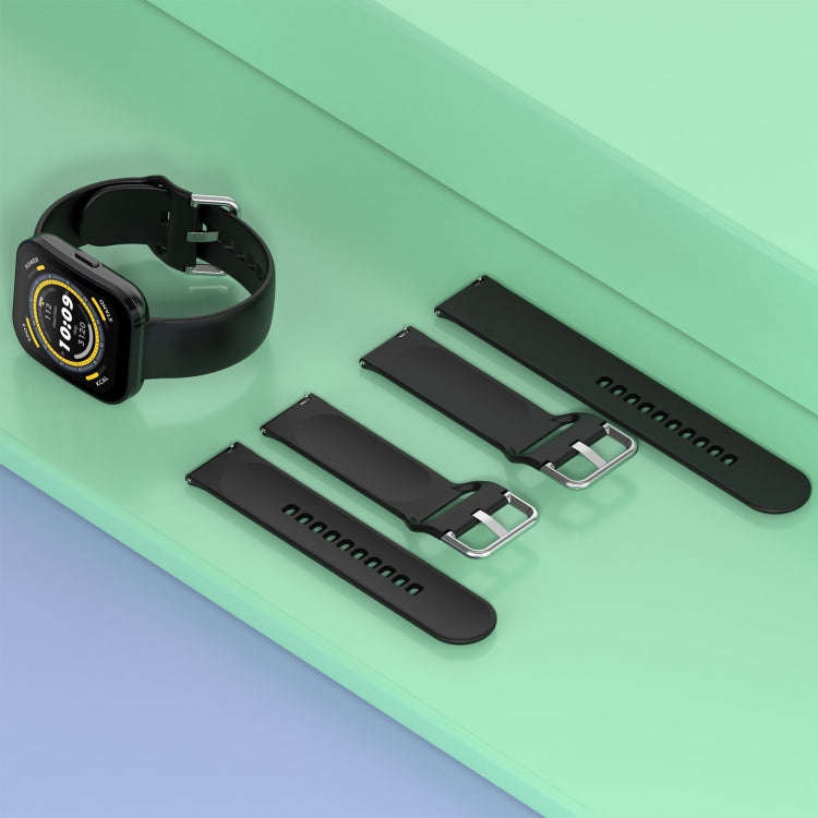 For Amazfit Bip 5 Silicone Watch Band, Size:L Size(Rock Blue)