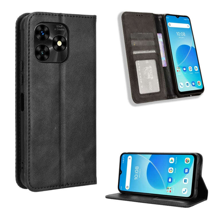 For Umidigi G5 / G5A Magnetic Buckle Retro Texture Leather Phone Case(Black)