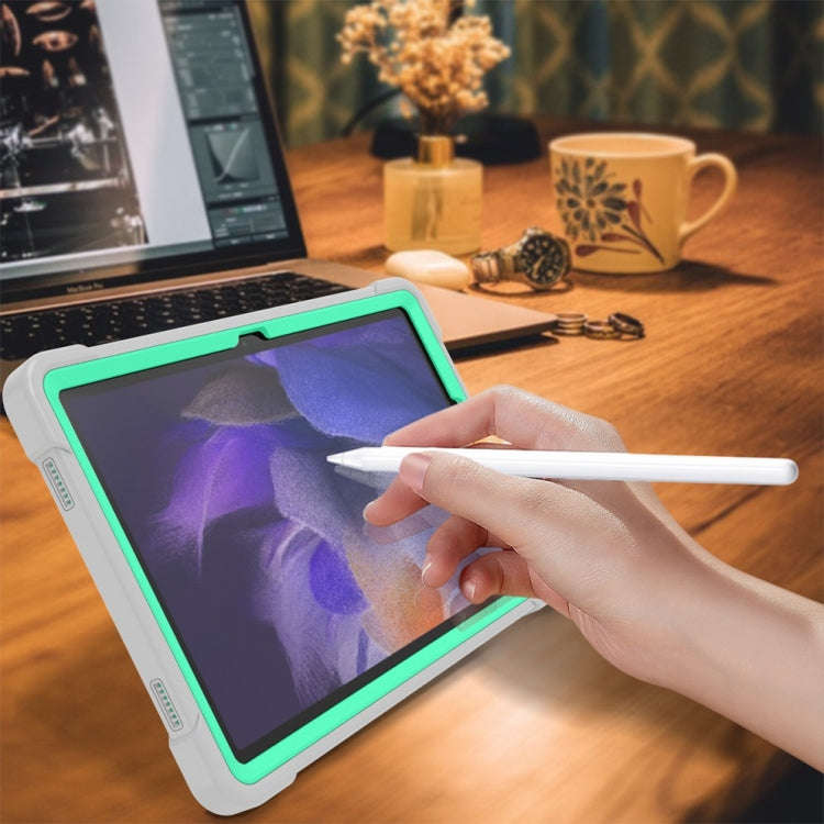 For Samsung Galaxy Tab A9+/A11+ Shockproof Silicone Hybrid PC Tablet Case with Holder(Mint Green ...
