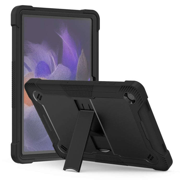 For Samsung Galaxy Tab A9+/A11+ Shockproof Silicone Hybrid PC Tablet Case with Holder(Black)