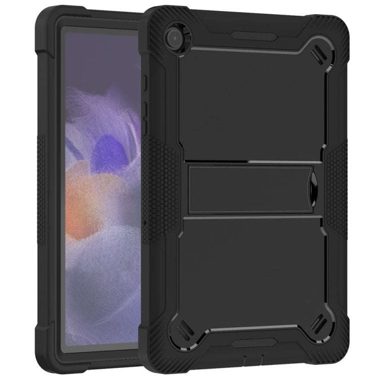 For Samsung Galaxy Tab A9+/A11+ Shockproof Silicone Hybrid PC Tablet Case with Holder(Black)