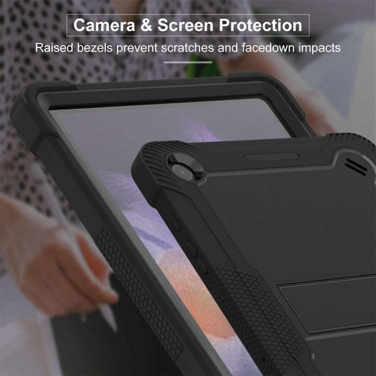 For Samsung Galaxy Tab A9+/A11+ Shockproof Silicone Hybrid PC Tablet Case with Holder(Black)