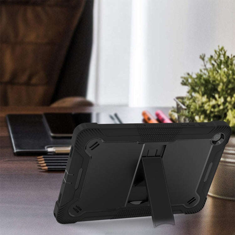 For Samsung Galaxy Tab A9+/A11+ Shockproof Silicone Hybrid PC Tablet Case with Holder(Black)