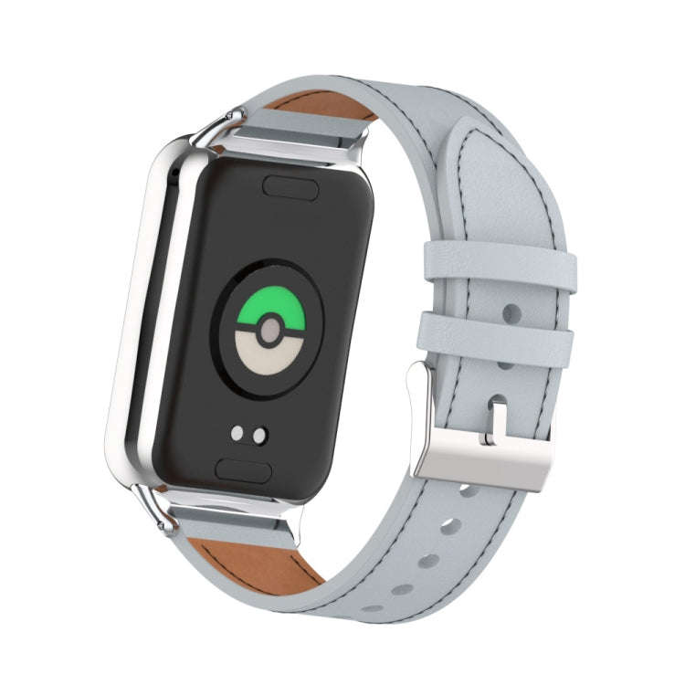 For Xiaomi Band 10 Pro / Redmi Watch 6 / 5 18mm Microfiber Sewing Leather Watch Band(Grey)