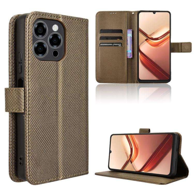 For Doogee Note 58 / Note 58 Pro Diamond Texture Leather Phone Case(Brown)