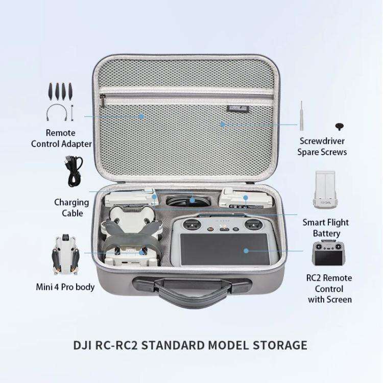 For DJI Mini 4 Pro / RC with Screen Standard STARTRC Shoulder Storage Bag PU Handbag(Grey)