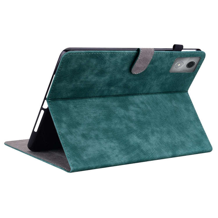 For Lenovo Tab K11 Plus Tiger Pattern Flip Leather Tablet Case(Dark Green)