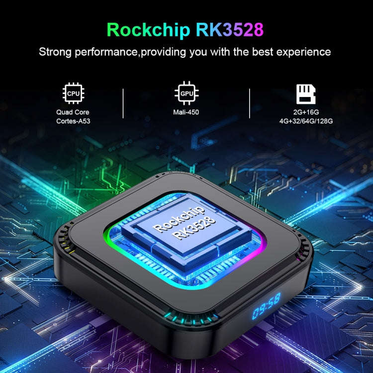 HK1 RBOX K8 8K Android 13.0 Smart TV Box with Remote Control, 4GB+32GB, RK3528 Quad-Core(AU Plug)